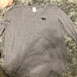 Long sleeve PINK gray v neck